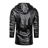 Herren Lederjacke Biker Jacke Lange Vintage Kunstleder Ledermantel Gefüttert Outdoor Sport Winter Mantel Shearling Ledermantel Jacke Montagejacke für Herren Winddichte Warm Fleece Padded Wintermantel