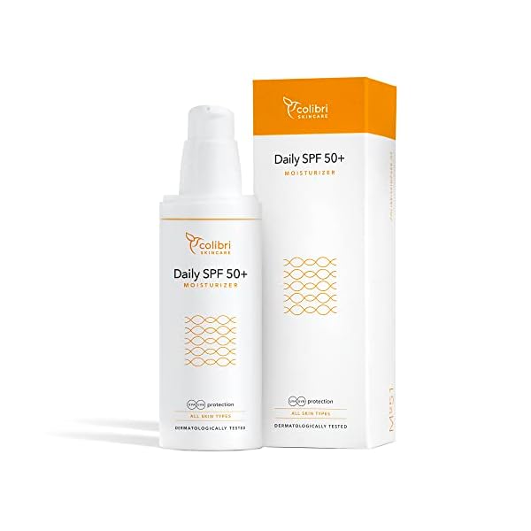 41e6fTQirQL. SS600 - colibri skincare dosis doble Daily SPF 50+ Moisturizer 80ml - crema hidratante facial con protección solar de amplio espectro resistente al agua - protección UV - protector solar 50