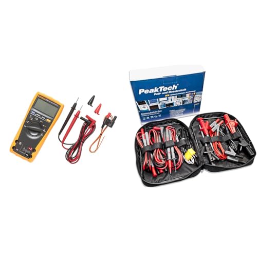 Fluke Multimeter, FLUKE-179 ESFP & Peak Tech P 8200 – Messzubehör Set für Digital Multimeter, Prüfkabel Set, Elektronik Sortiment mit Prüfkabel, Laborleitungen, Messleitungen - 14-teilig inkl. Tasche