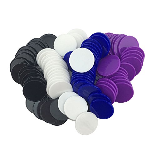 Smartdealspro Set Of 100 1 Inch Opaque Plastic Learning Counters Mini Poker Chips Game Tokens With Storage Box (4 Colors-Black,White,Blue,Purple) #TOP29