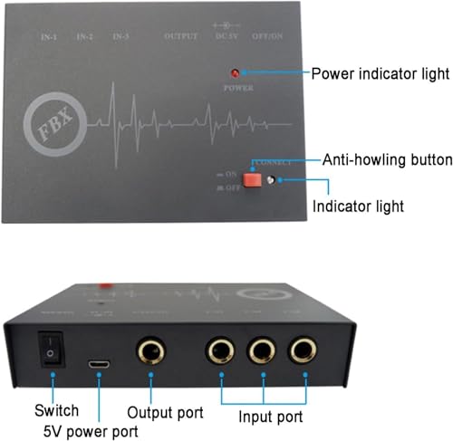 Supresor de retroalimentación profesional mini, procesador de audio anti-lloriqueo, operación inteligente con un solo botón, para sala de conferencias y estudio de grabación miniatura 4
