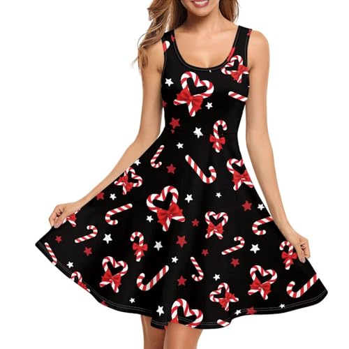 Image of Women's Casual Loose Sundress Midi Sleeveless Crewneck Dress Summer Beach Tank Dress with Pockets