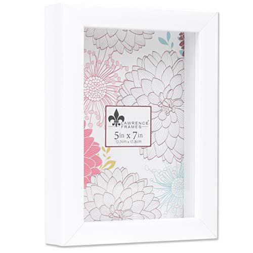 Lawrence Frames 785257 Shadow Box Frame, 5X7, White #TOP11