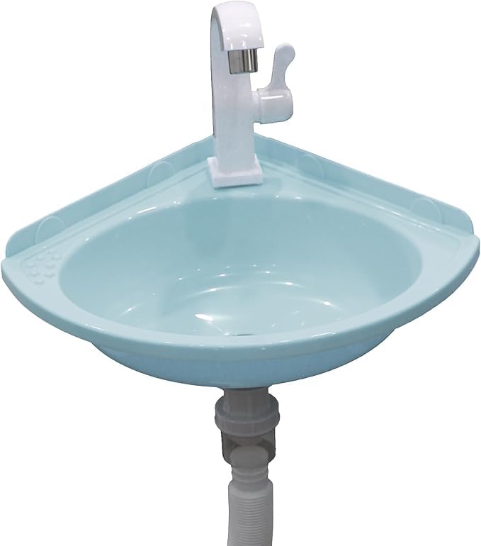 Lavabo In Plastica Colorata a Muro - Mini Lavamani Ad Angolo per Camper, Giardino, Campeggio, Cantina
