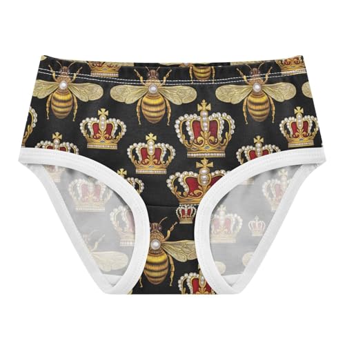 Joisal Girls Underwear Toddlers 2t Cotton Panties Little Girl Fun Kids Briefs Undies Bees Royal Crowns Black