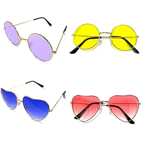 BEIIEB Gafas de sol hippie para mujer, paquete de 4 Cover