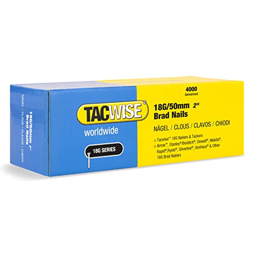 TACWISE 1715 Clavos Brad Galvanizados de Tipo 18G/50 mm, Paquete de 4000