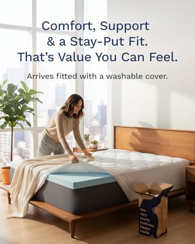 Image of ViscoSoft 2-Inch Memory Foam Mattress Topper Cal King - Reflex Cooling Gel Pad with Removable Washable Cover - CertiPUR-US & Oeko-TEX Certified