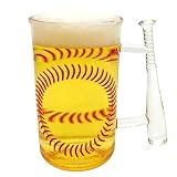 Festizzy 17oz Iced Acrylic Beer & Coffee Mug with Baseball Bat Handle - Crystal Clear Unbreakable Cup, BPA-Free Sports Fan Glass