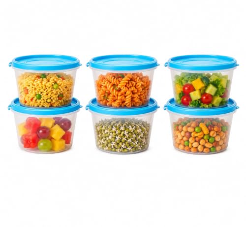 Image of Cutting EDGE Nesterware 750ml Stackable Food Container (Set of 6, Blue) | BPA-free plastic, stackable design, leak-proof, kitchen storage, pantry, fridge, meal prep, reusable, travel use