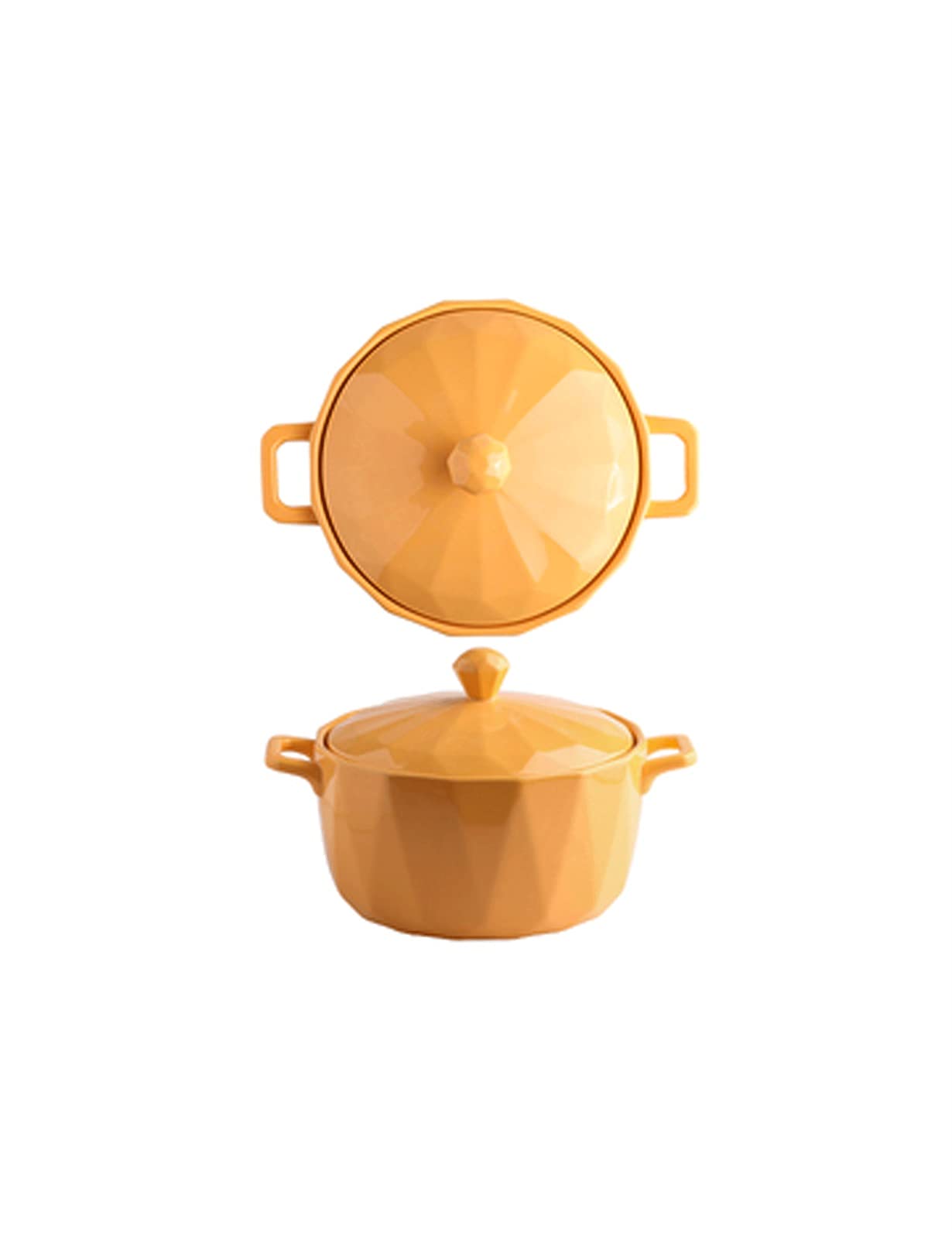 Grand bol à soupe jaune céramique avec couvercle récipient individuel