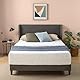Zinus Sasha Bed 100x200 cm - Höhe 25 cm - Gepolsterter Plattform Bettrahmen mit Wingback Kopfteil und Bambus Lattenrost - Dunkelgrau