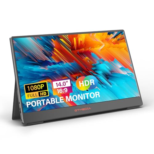 Image of GTMEDIA 14'' Portable Laptop Monitor with 1920 * 1080(1080P) IPS FHD Monitor with178 Full Viewing Angle with Type-C and HDM1 Ports for Multi-Device Compatibility Easy one-line Connection