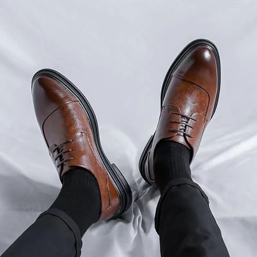 Men's Genuine Leather Dress Shoes with Comfortable Thick Heel & Hand-Crafted Stitching - Ideal for Business Casual Everyday Wear3
