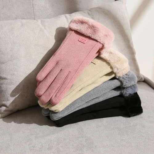 Luva Feminina Touch Térmica Forrada Inverno Frio Intenso Elegante (Rosa, Único)