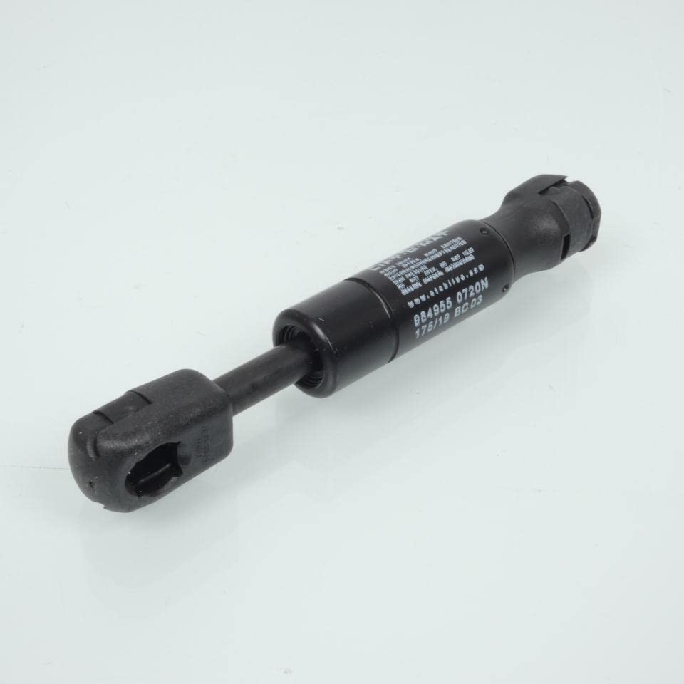 Stabilius - Cilindro sella di nuova marca, colore nero. Dimensioni: lunghezza totale 137 mm. - Tra asse dei punti di fissaggio 115 mm circa. - Fori di fissaggio: per sfera diametro 8 mm. - Forza: 720 N.Adatto per la sostituzione del codice originale Honda 83590-K04-932. Venduto all'unità. Fornito come da foto.