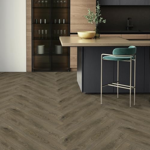 Image of Dureidos Floor Tiles Peel and Stick Waterproof 36 x 6 inch, Vinyl Flooring Waterproof and Durable, 10PCS, Brown