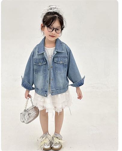 MW&FOFJR Girl Pearls Denim Jacket Button Down Jean Jakcets Long Sleeve Denim Top Coat Outwear3