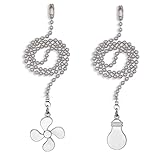 UNIKAttic Stainless Steel Pull Chain Extension with Connector for Ceiling Fan Light Fixture, 12 Inch Length, 2 Pack