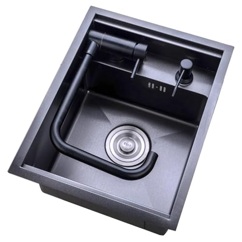 Invisible Sink - 304 Stainless Steel with Lift-Up Faucet, RV Hidden Single-Bowl Sink with Cover，for Kitchen, bar, Center Island