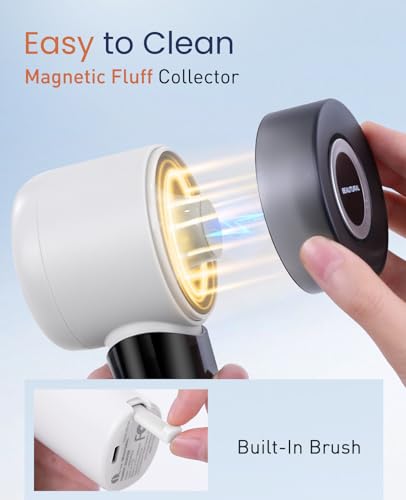 Image of BEAUTURAL Fabric Shaver and Lint Remover, Rechargeable Electric Sweater Shaver with 3 Speeds, 6 Leaf Blades and LED Display, Portable Pilling Remover for Clothes, Furniture, Blankets, White