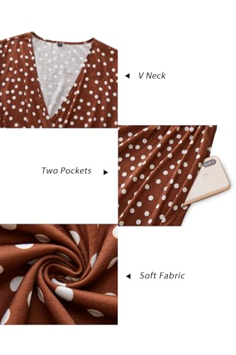 Image of Newshows Womens Summer Short Sleeve Casual Dresses V Neck Floral Vacation Sundress Faux Wrap Midi Dress with Pockets