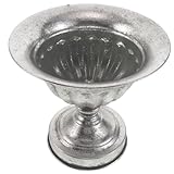VICASKY Silberner Vintage Pflanzkübel aus Metall 24cm Höhe 25cm Durchmesser Urnenform für Garten Terrasse und Dekoration