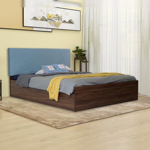 Image of DF2H Bed | 1 Year Warranty | Double Bed, Queen Size, Kosha Premium Upholstery, Non-Woven & Fabric Base + 3mm MDF, Walnut Colour (Melamine Finish)
