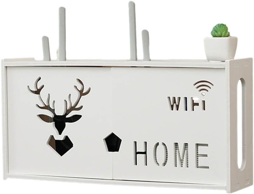 Wall-Mounted Wireless Router Storage Box With Heat Dissipation For Living Room Office, Large Cable Organizer Racks For WiFi Modem TV Box Game Console Accessories(A)