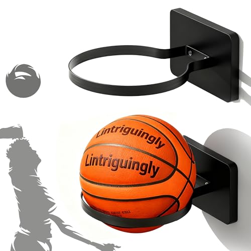 Lintriguingly Basketball Holder Wall Mount — Ball Holder Wall Mount,Ball Storage Display Rack for Autograph Basketballs, Soccer/Volleyball Holder，Sports Accessories Organizer (Black, 2-Pack)