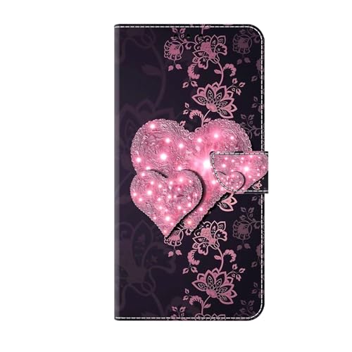 Tivenfezk Nadoli Custodia PU Pelle per Google Pixel 8,Colorato Dipinto Rosa Cuore Porta Carte Magnetico Portafoglio Protettiva Cover