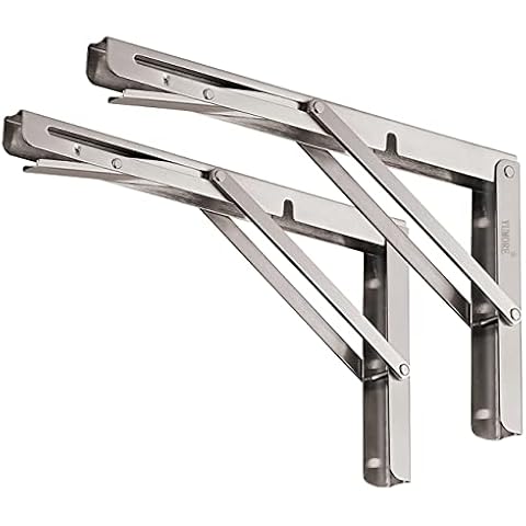 YUMORE Folding Shelf Brackets 12", Max Load: 330lb Heavy Duty Stainless Steel Collapsible Shelf Bracket for Table Work Bench, Space Saving DIY Bracket, Pack of 2 Cover