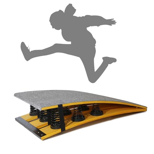 XLQADV Heavy Duty Gymnastics Springboard with 9 Steel Springs, Wooden Vault Board for Home Gym, School & Training Centers - 47.24 x 23.62 x 8 inches, Supports 320 lbs (Grey)