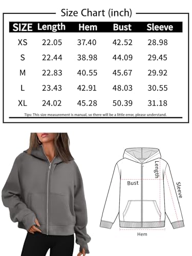 Automet Womens Zip Up Hoodies Fleece Jackets Oversized Sweatshirts Fall Fashion Outfits 2024 Sweaters Winter Clothes Grey L thumb #5