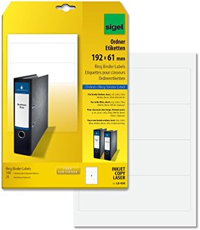 Etichette Per Raccolta Sigel LA430 | Bianche Coprenti, 192x61mm | Per Raccoglitori A4 - Foto 2