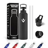Botella Agua Acero Inoxidable 750ml, Aislamiento Térmico de Doble Pared, Botella Termica con Pajita, sin BPA, a Prueba de Fugas, Cantimplora Reutilizable para Oficina, Camping, Guardería, Viajes