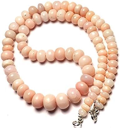 Kashish Gems & Jewels 19 inch Strand Natural Peruvian Pink Opal 6-11 mm rondelle Smooth Beads - Sale - Natural Gemstone Peruvian Pink Opal Smooth 6 to 11mm Size rondelle Beads Necklace 19 inch Full Strand