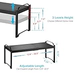 2 Pack Expandable Cabinet Countertop Shelves, Stackable Shelves Organizers For Kitchen Cabinet Countertop Storage, Adjustable Counter Cupboard Pantry Organizer Shelf Rack Stand, Length:20.5" - Image 2
