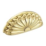 goldenwarm 12 Pack Bright Gold Cabinet Handles Drawer Pulls Finger Edge Pull for Half Moon Cup Luxury Hardware 3" Hole Center Brushed Brass Knobs