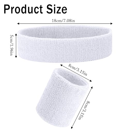 6 Pcs Sweatband Set Cotton Sport Athletic Headband Reusable Wrist Sweat Bands for Cycling Running Tennis Basketball - Image 2