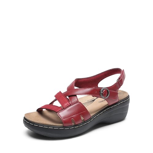 Image of DREAM PAIRS Women's Open Toe Wedge Sandals Walking Shoes | Cushioned footbed with supportive comfort for walking, vacations, beach outings, shopping and everyday summer wear