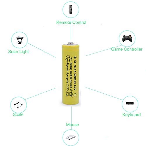 Qblpower Solar Light 1.2V Aa Ni-Cd 600Mah 2A Rechargable Batteries Cell For Garden/Lawn/Sidewalk Lamp (8 Pack Aa Yellow) #TOP2