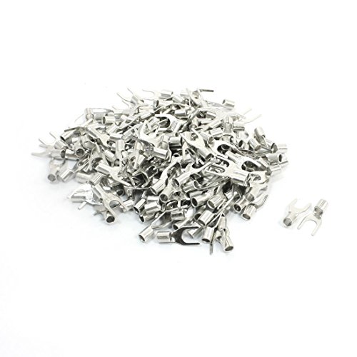 uxcell 200 Pcs SNB2-4 AWG 16-14 Wire Connector Non Insulated Fork Terminals