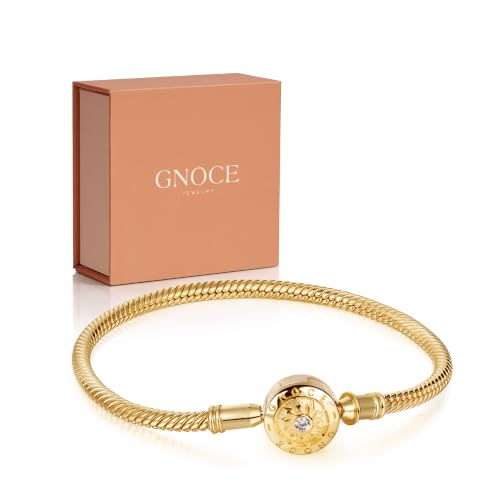 Image of GNOCE Charm Bracelet S925 Sterling Silver Black /Rose Gold /Gold Plated DIY Snake Chain The Moment I Meet You Basic Charm Bracelet Bangle with Clasp