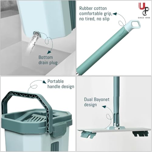 Image of UPC 360 Rotating Microfiber mop for Floor Cleaning Flat Mop for Home Cleaning Floor| Hands-Free Squeeze & Wash FlatMop System for Home (Green)