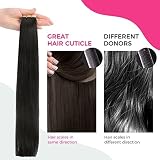 Lashey Doczepiane włosy naturalne, czarne, proste włosy, 30 cm, 20 szt., 50 g, prawdziwe włosy z dwustronną taśmą dla kobiet