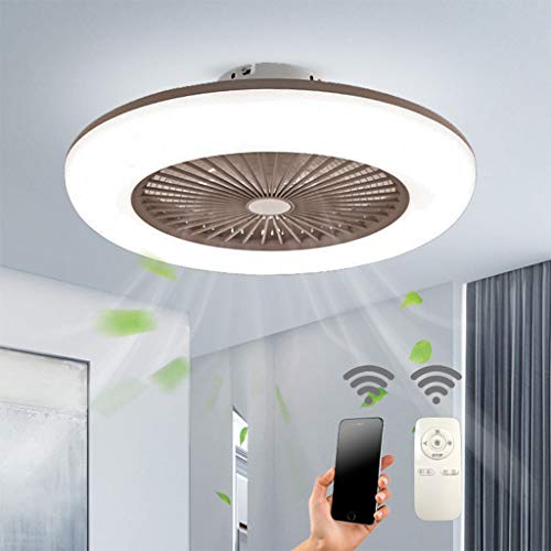 Preisvergleich Produktbild Deckenventilator Mit Beleuchtung LED-Licht Einstellbare Windgeschwindigkeit Dimmbar Mit Fernbedienung 32W Moderne LED-Deckenleuchte Für Schlafzimmer Wohnzimmer Esszimmer,Braun