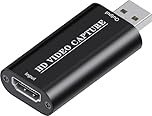 4K HDMI Video Capture Card, Cam Link Card, HDMI to USB 2.0 Game Audio Adapter, Record Capture Device for Streaming, Teaching, Gaming, Live Broadcasting, Video