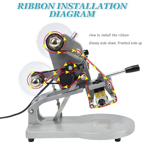 Image of Date Coding Machine, Electric Hot Stamp Date Code Printer with 80 Times /min, Coding Ribbon Printer, Marking Machine, Manual Hot Foil Stamping Tool for Heat Transfer Date Label