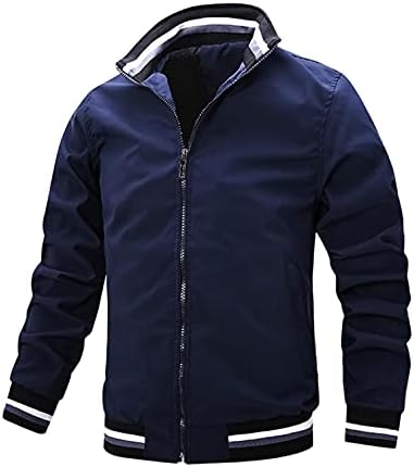 Burband Mens Lightweight Flight Bomber Jackets Softshell Windproof Windbreakers Hipster Varsity Jackets Sports Coats Blue